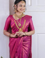 Ebullience Purple Kanjivaram Silk Saree With Amiable Blouse Piece