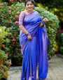 Seraglio Royal Blue Kanjivaram Silk Saree With Eloquence Blouse Piece