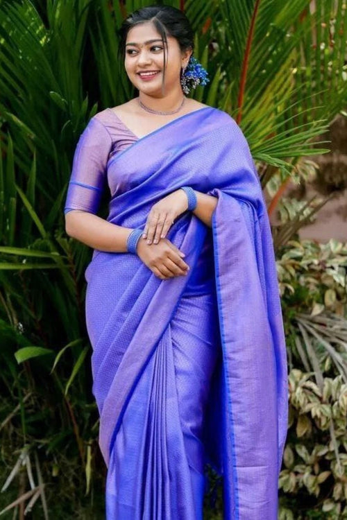 Load image into Gallery viewer, Seraglio Royal Blue Kanjivaram Silk Saree With Eloquence Blouse Piece
