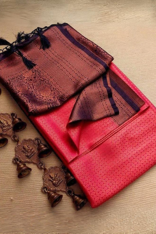 Load image into Gallery viewer, Precious Dark Pink Kanjivaram Silk Saree With Phenomenal Blouse Piece
