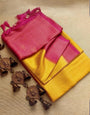 Nemesis Yellow Kanjivaram Silk Saree With Redolent Blouse Piece