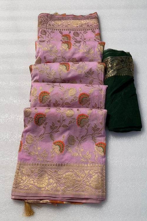 Load image into Gallery viewer, Opulent Pink Soft Banarasi Silk Saree With Glorious Blouse Piece
