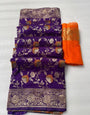 Enticing Purple Soft Banarasi Silk Saree With Desultory Blouse Piece