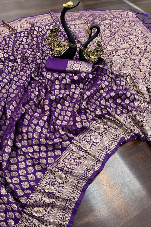 Load image into Gallery viewer, Twirling Royal Blue Soft Banarasi Silk Saree With Divine Blouse Piece
