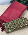 Scintilla Dark Pink Kanjivaram Silk Saree With Two Exuberant Blouse Piece