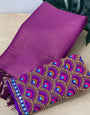 Tempting Purple Kanjivaram Silk Saree With Two Radiant Blouse Piece