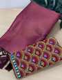 Charismatic Wine Kanjivaram Silk Saree With Two Profuse Blouse Piece