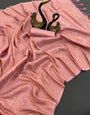 Innovative Baby Pink Kanjivaram Silk Saree With Gleaming Blouse Piece