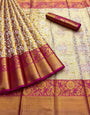 Glowing Dark Pink Kanjivaram Silk Saree With Groovy Blouse Piece