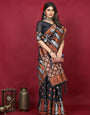 Beautiful Black Linen Silk Saree With Supernal Blouse Piece