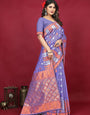 Ideal Lavender Linen Silk Saree With Bewitching Blouse Piece