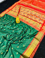 Energetic Green Paithani Silk Saree With Refreshing Blouse Piece