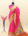 Admirable Dark Pink Paithani Silk Saree With Lissome Blouse Piece