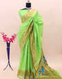 Assemblage Parrot Paithani Silk Saree With Redolent Blouse Piece