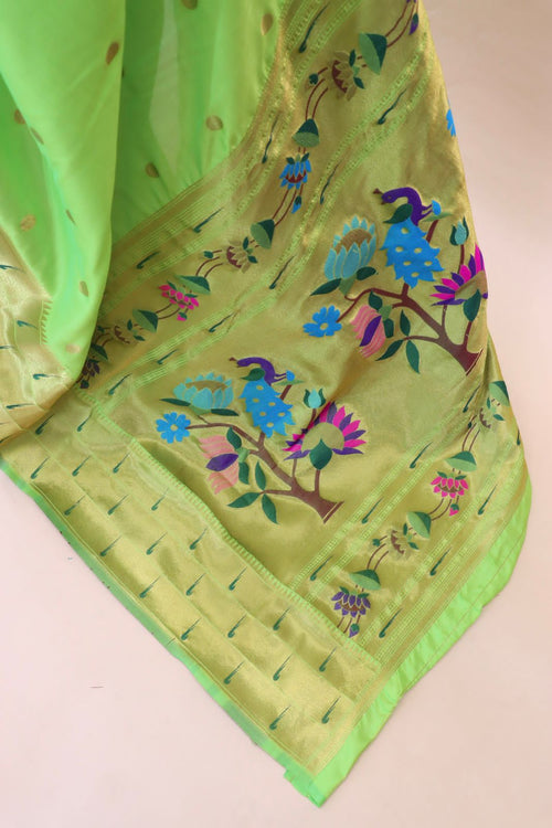 Load image into Gallery viewer, Assemblage Parrot Paithani Silk Saree With Redolent Blouse Piece
