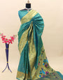 Demure Rama Paithani Silk Saree With Pleasurable Blouse Piece