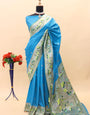 Marvellous Firozi Paithani Silk Saree With Innovative Blouse Piece