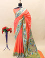 Classy Orange Paithani Silk Saree With Precious Blouse Piece