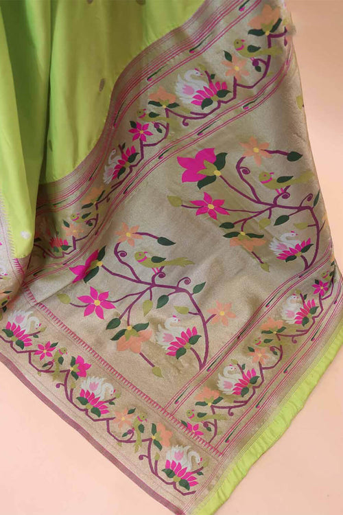 Load image into Gallery viewer, Extraordinary Parrot Paithani Silk Saree With Lovely Blouse Piece
