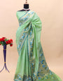 Phenomenal Pista Paithani Silk Saree With Deserving Blouse Piece