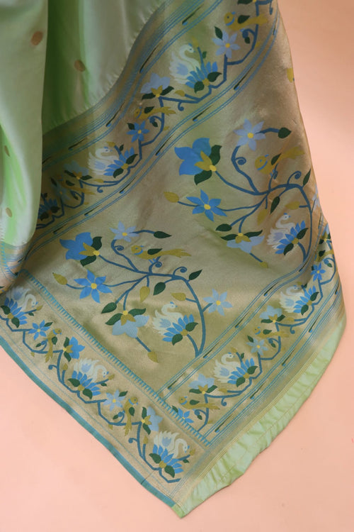 Load image into Gallery viewer, Phenomenal Pista Paithani Silk Saree With Deserving Blouse Piece
