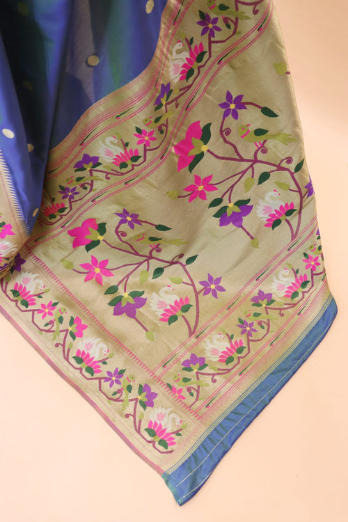 Load image into Gallery viewer, Desirable Teal Blue Paithani Silk Saree With Mesmeric Blouse Piece
