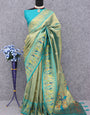 Amazing Firozi Paithani Silk Saree With Alluring Blouse Piece