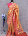 Invaluable Peach Paithani Silk Saree With Glowing Blouse Piece