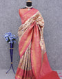 Efflorescence Beige Kanjivaram Silk Saree With Twirling Blouse Piece