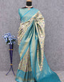 Impressive Beige Kanjivaram Silk Saree With Lovely Blouse Piece