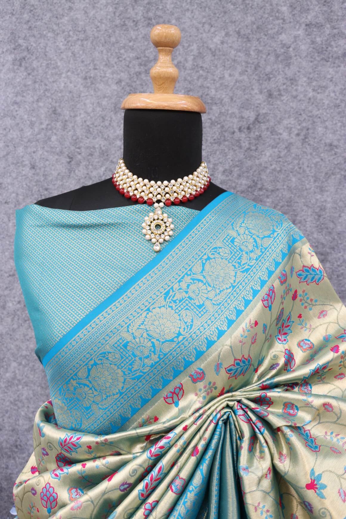 Impressive Beige Kanjivaram Silk Saree With Lovely Blouse Piece