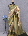 Pretty Beige Kanjivaram Silk Saree With Glorious Blouse Piece