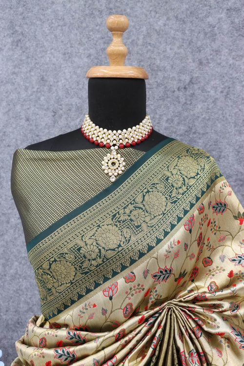 Load image into Gallery viewer, Pretty Beige Kanjivaram Silk Saree With Glorious Blouse Piece
