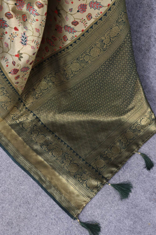 Load image into Gallery viewer, Pretty Beige Kanjivaram Silk Saree With Glorious Blouse Piece
