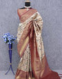 Lissome Beige Kanjivaram Silk Saree With Improbable Blouse Piece