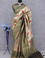 Sensational Beige Digital Printed Soft Silk Saree With Classy Blouse Piece