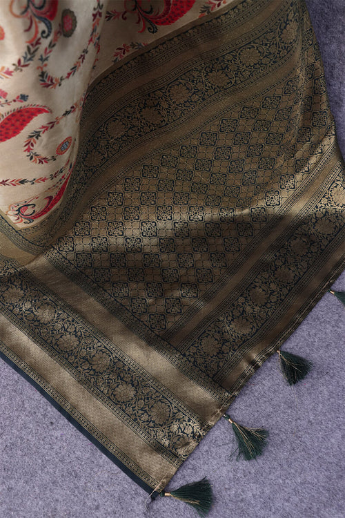 Load image into Gallery viewer, Sensational Beige Digital Printed Soft Silk Saree With Classy Blouse Piece
