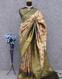 Alluring Beige Kanjivaram Silk Saree With Dulcet Blouse Piece