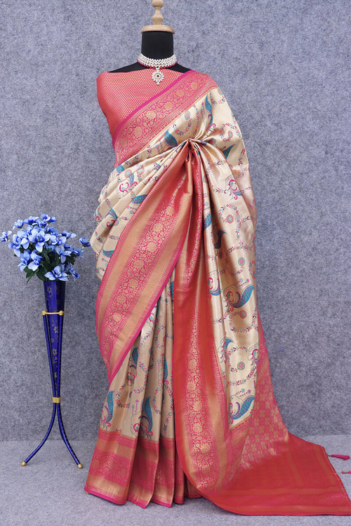 Load image into Gallery viewer, Preferable Beige Digital Printed Soft Silk Saree With Fairytale Blouse Piece
