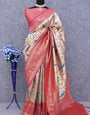 Preferable Beige Digital Printed Soft Silk Saree With Fairytale Blouse Piece