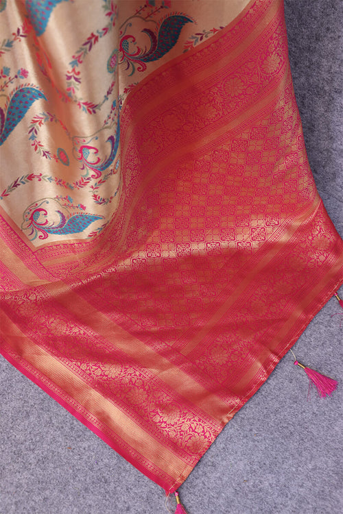 Load image into Gallery viewer, Preferable Beige Digital Printed Soft Silk Saree With Fairytale Blouse Piece
