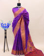 Flattering Purple Paithani Silk Saree With Outstanding Blouse Piece