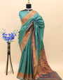 Ethnic Rama Paithani Silk Saree With Desirable Blouse Piece