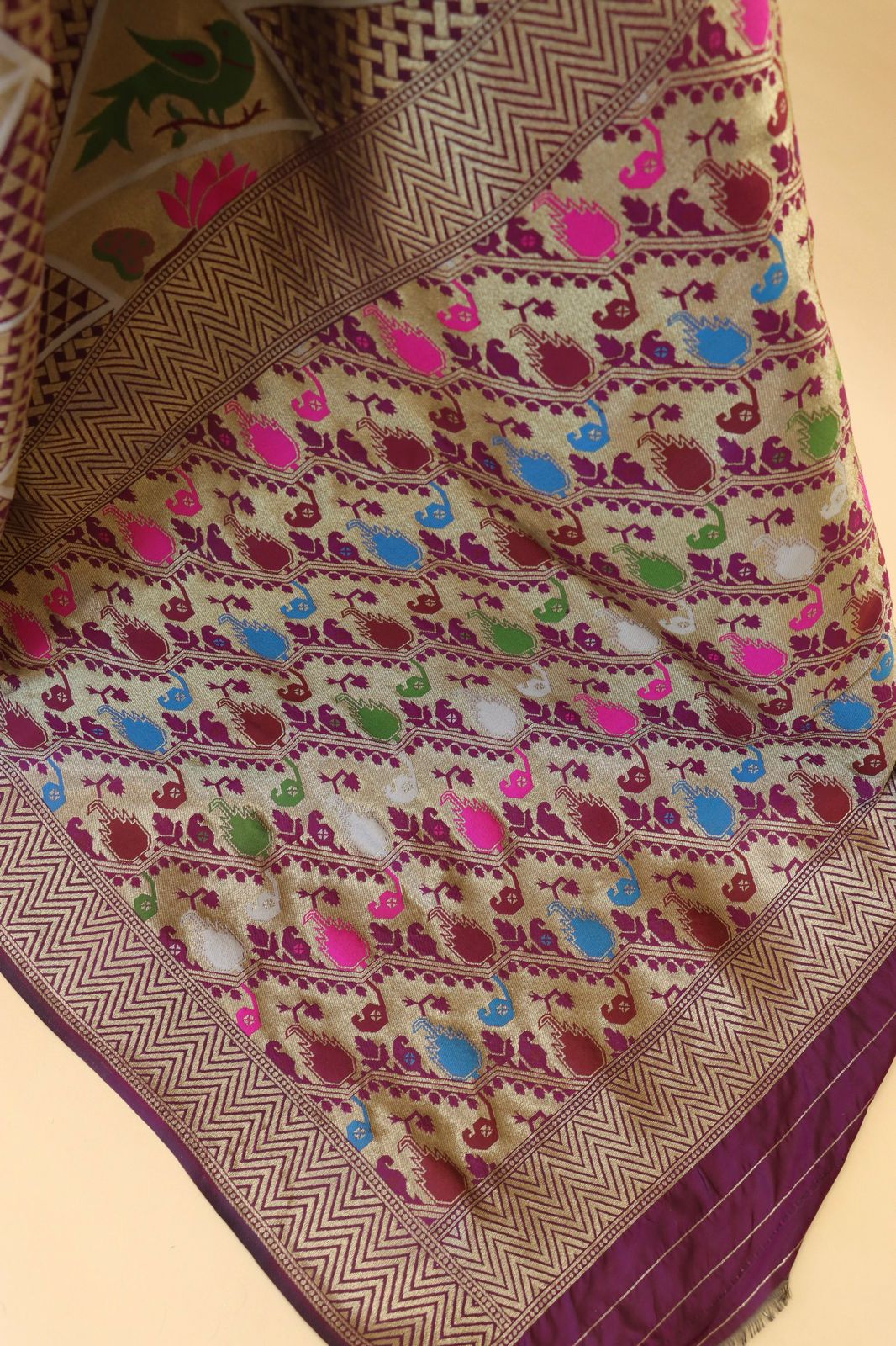 Fragrant Purple Paithani Silk Saree With Improbable Blouse Piece