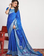 Gorgeous Blue Paithani Silk Saree With Alluring Blouse Piece