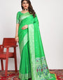 Gratifying Green Paithani Silk Saree With Flattering Blouse Piece