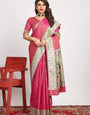 Beautiful Pink Paithani Silk Saree With Demanding Blouse Piece