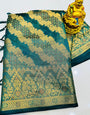 Classy Rama Organza Silk Saree With Precious Blouse Piece