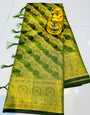 Imbrication Green Organza Silk Saree With Gratifying Blouse Piece