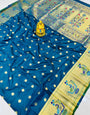 Deserving Blue Paithani Silk Saree With Desiring Blouse Piece